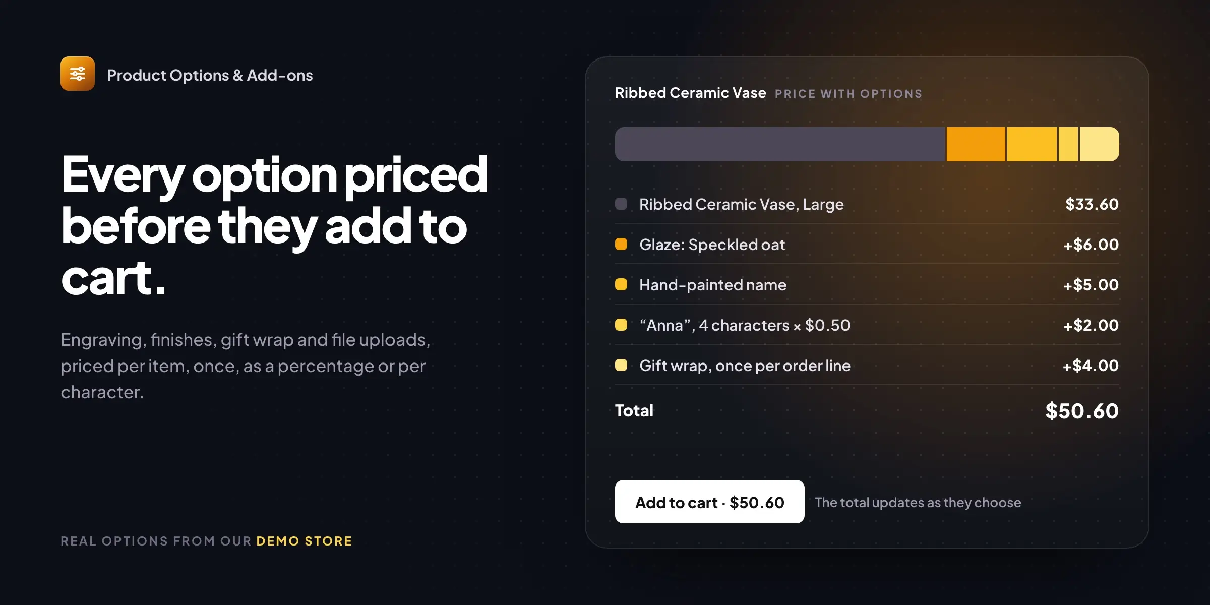 Product Options & Add-ons for WooCommerce: every option priced before customers add to cart